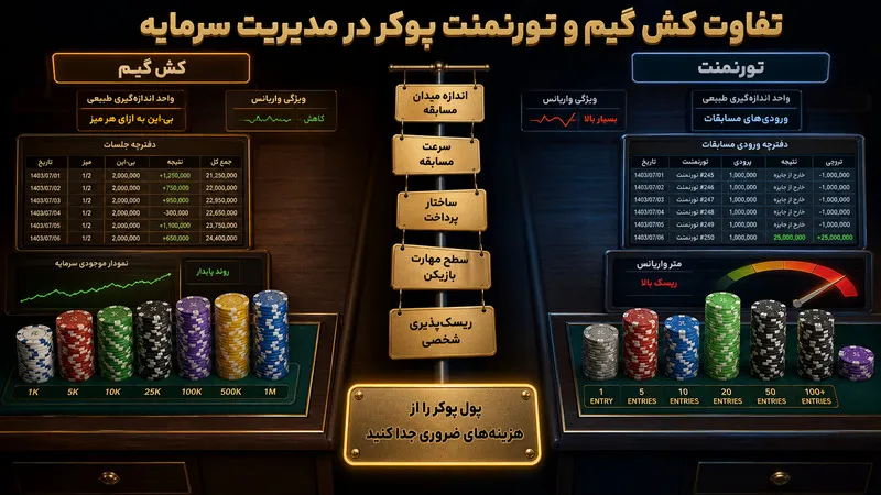 تفاوت کش گیم و تورنمنت پوکر در مدیریت سرمایه